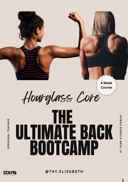 Cover for The 4-Week Ultimate Back Bootcamp by Personal Trainer Taylor. Back dumbbell workout. Back workouts with dumbbells.