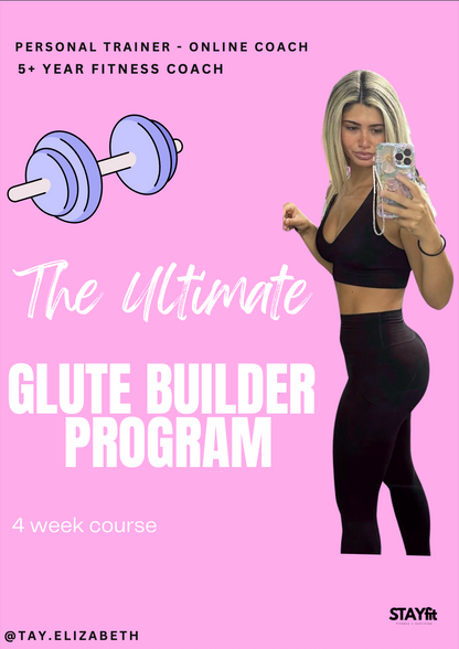 Cover for Glute Builder Program by Personal Trainer Taylor. Strength Training for Glutes. Glute Training Exercises.